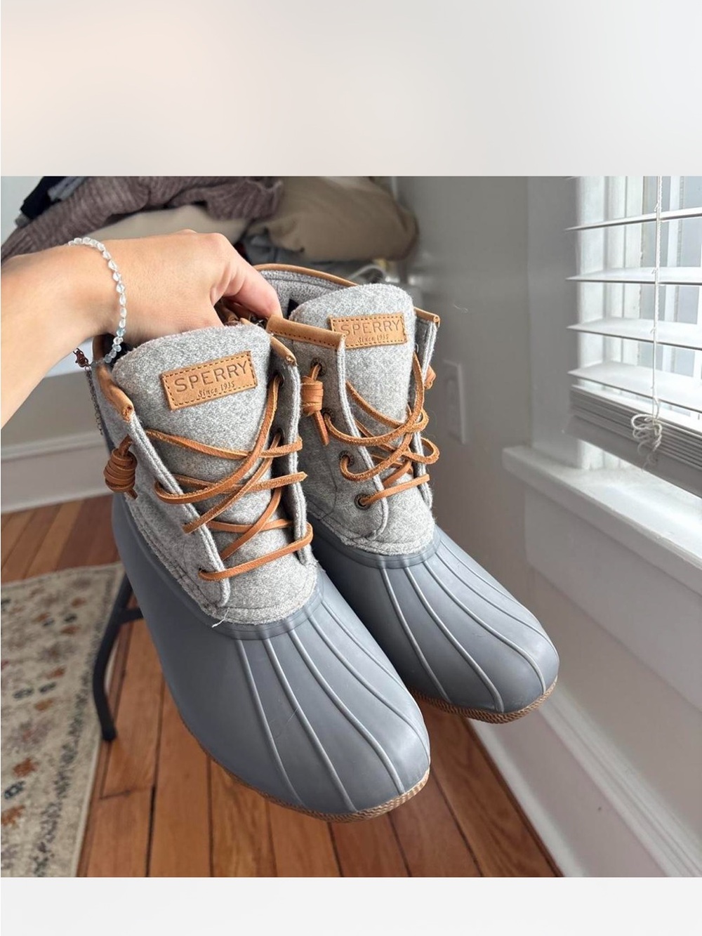 Sperry Gray & Tan Women's Wool-Top Duck Boots